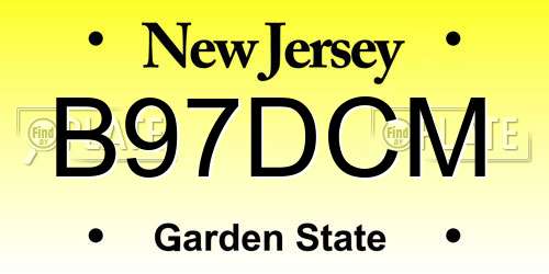 B97DCM New Jersey License Plate