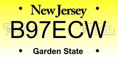 B97ECW New Jersey License Plate