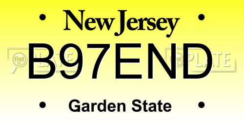 B97END New Jersey License Plate