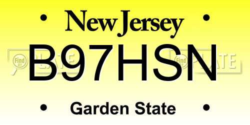 B97HSN New Jersey License Plate
