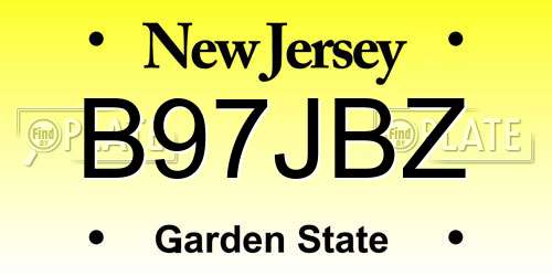 B97JBZ New Jersey License Plate