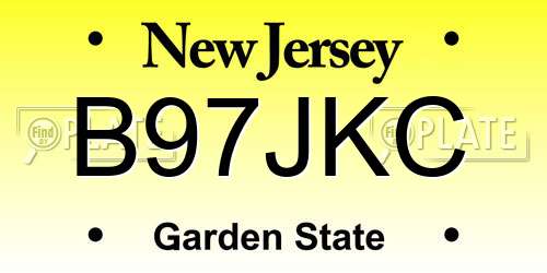 B97JKC New Jersey License Plate