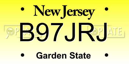 B97JRJ New Jersey License Plate