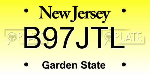 B97JTL New Jersey License Plate
