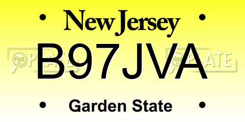 B97JVA New Jersey License Plate
