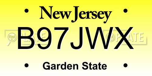 B97JWX New Jersey License Plate