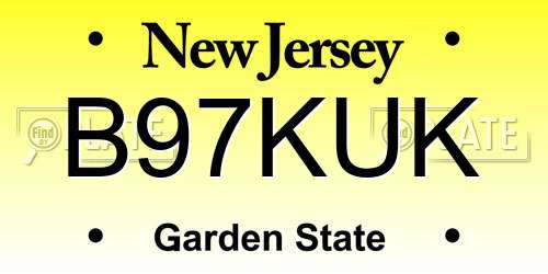 B97KUK New Jersey License Plate