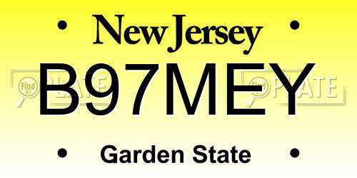 B97MEY New Jersey License Plate