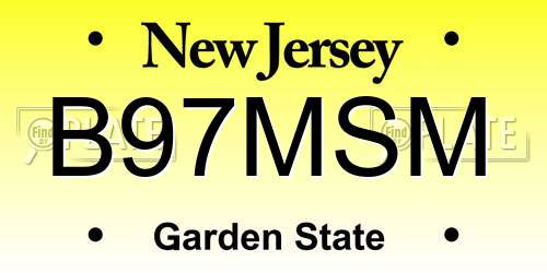 B97MSM New Jersey License Plate