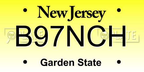 B97NCH New Jersey License Plate