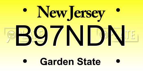 B97NDN New Jersey License Plate