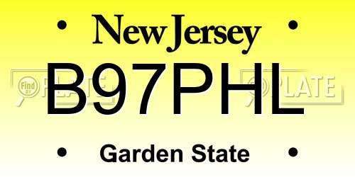 B97PHL New Jersey License Plate