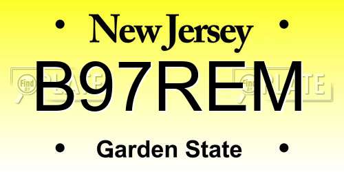 B97REM New Jersey License Plate