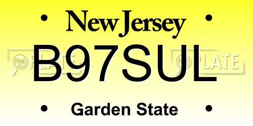 B97SUL New Jersey License Plate