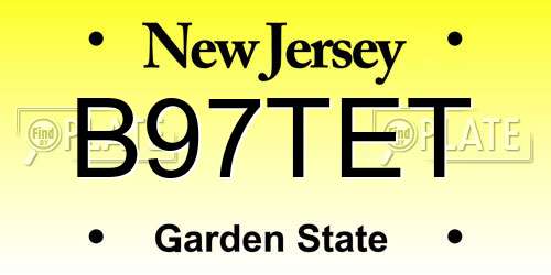 B97TET New Jersey License Plate