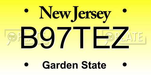 B97TEZ New Jersey License Plate