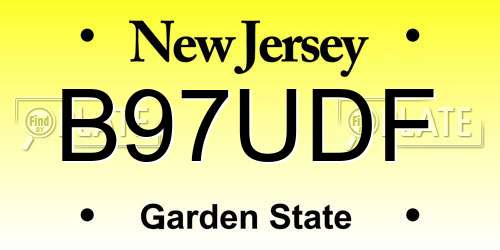 B97UDF New Jersey License Plate