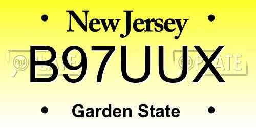 B97UUX New Jersey License Plate