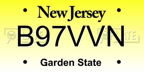B97VVN New Jersey License Plate