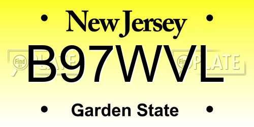 B97WVL New Jersey License Plate