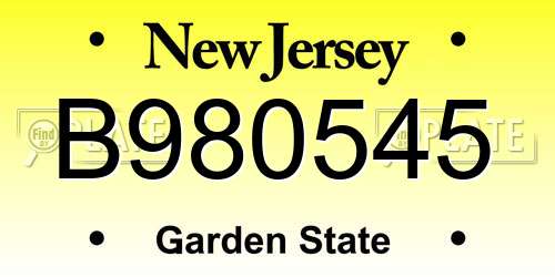 B980545 New Jersey License Plate