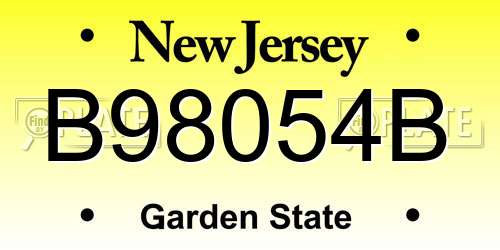 B98054B New Jersey License Plate