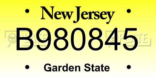 B980845 New Jersey License Plate