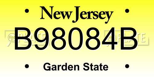 B98084B New Jersey License Plate