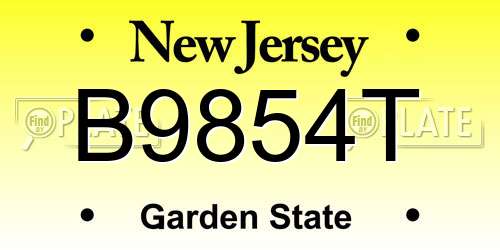 B9854T New Jersey License Plate