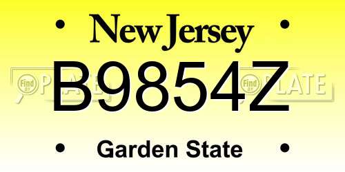B9854Z New Jersey License Plate