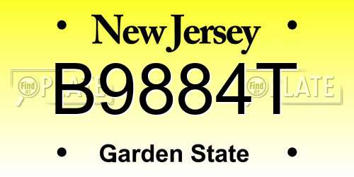 B9884T New Jersey License Plate