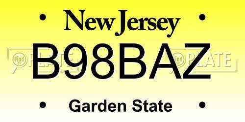 B98BAZ New Jersey License Plate