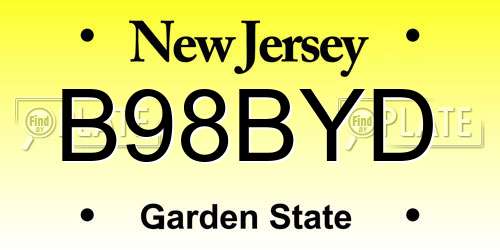B98BYD New Jersey License Plate