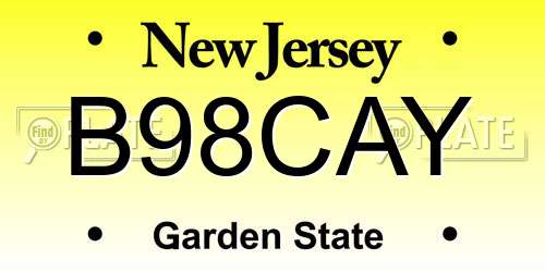 B98CAY New Jersey License Plate