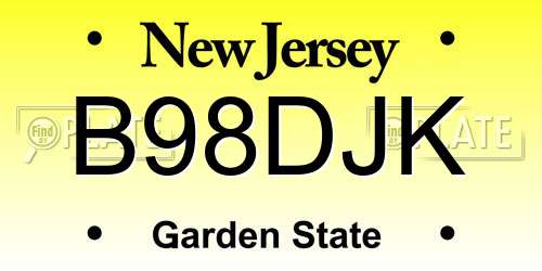 B98DJK New Jersey License Plate