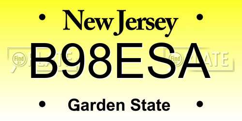B98ESA New Jersey License Plate