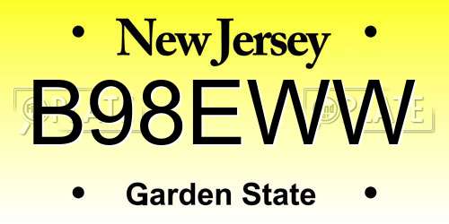 B98EWW New Jersey License Plate