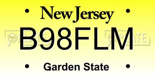 B98FLM New Jersey License Plate