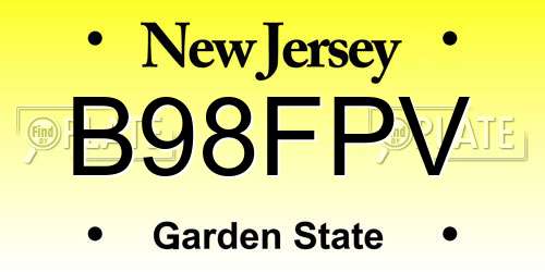 B98FPV New Jersey License Plate