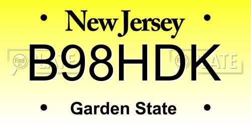 B98HDK New Jersey License Plate