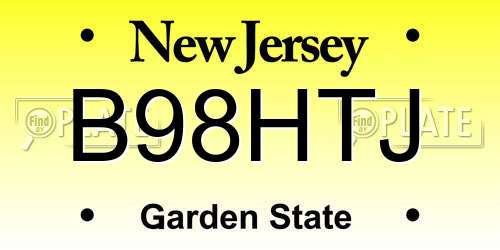 B98HTJ New Jersey License Plate