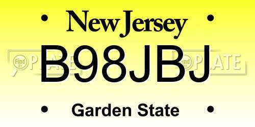 B98JBJ New Jersey License Plate