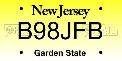B98JFB New Jersey License Plate