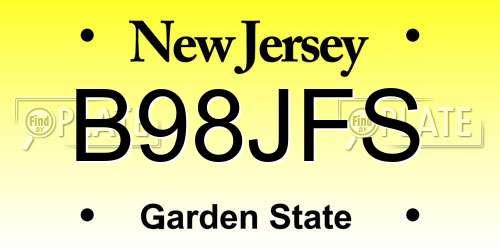 B98JFS New Jersey License Plate