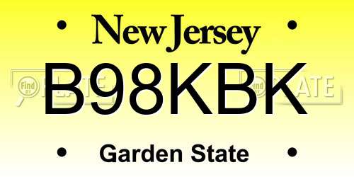 B98KBK New Jersey License Plate