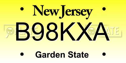 B98KXA New Jersey License Plate