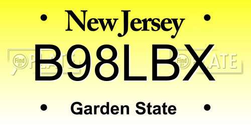 B98LBX New Jersey License Plate