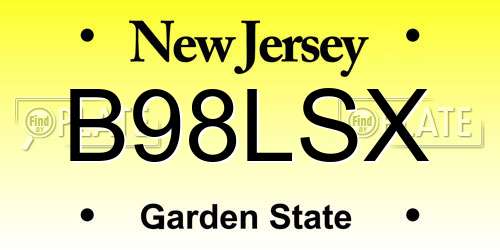 B98LSX New Jersey License Plate