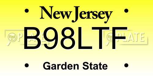 B98LTF New Jersey License Plate