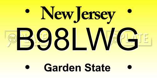 B98LWG New Jersey License Plate